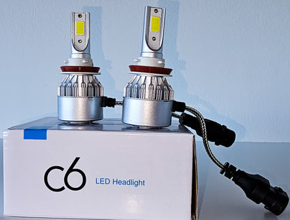 C6 LED Head Light Bulbs, H11 Socket, Fits Most Common Cars, 4,000 Lumens