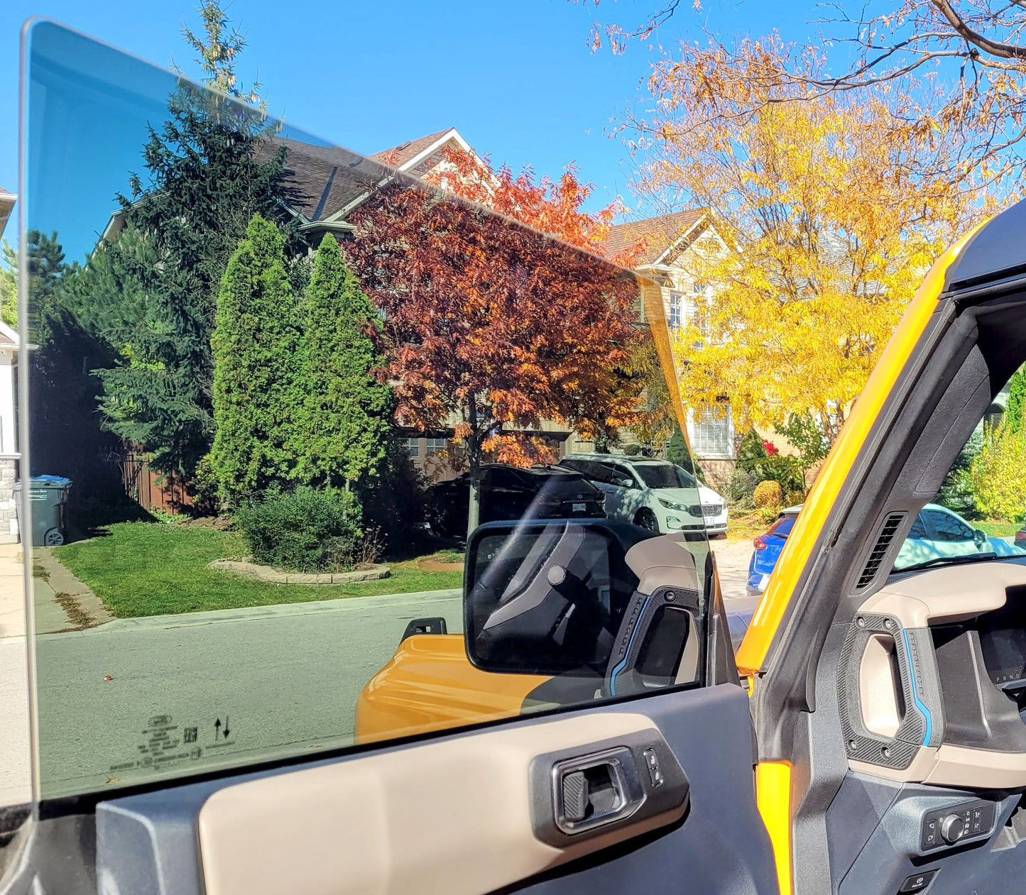 Nano ceramic window tinting installed on a yellow Bronco. Ceramic window tint improves heat rejection at the same time, keeping a high definition clear view through the window tinting. Car window tint near me.
Window tinting price is $350+hst with top of the line nano ceramic window film